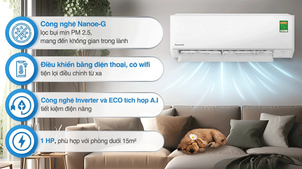 Máy lạnh Panasonic Inverter 1 HP CU/CS-PU9AKH-8 thương hiệu nổi tiếng đến từ Nhật Bản